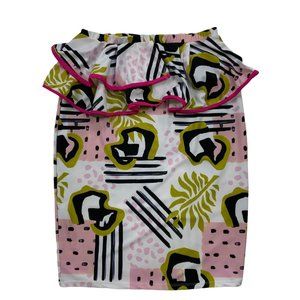 Rue 107 Strapless Dress Plus Size 1X Multicolor Mini Ruffle Retro